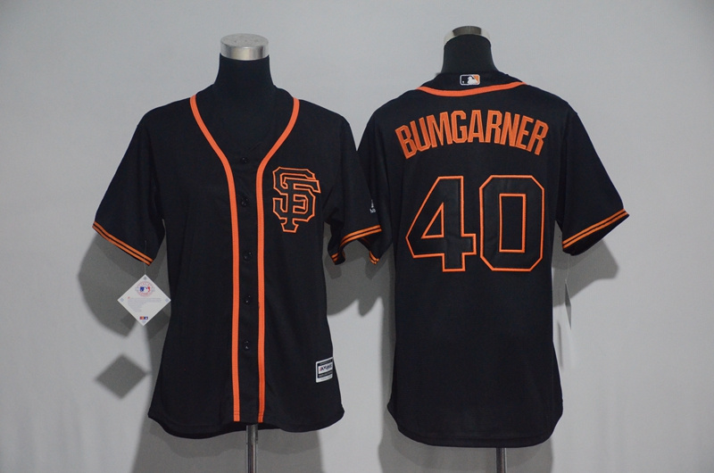 Womens 2017 MLB San Francisco Giants #40 Bumgarner Black Jerseys